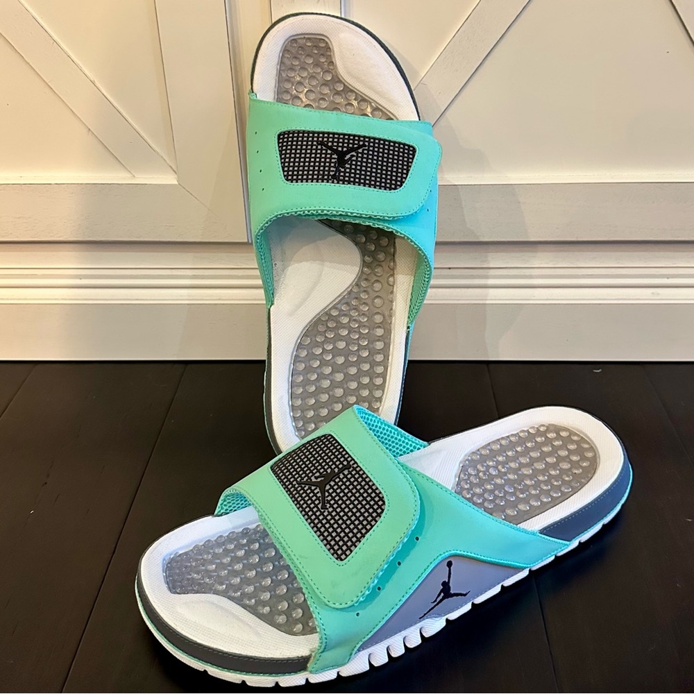 RARE! Jordan Hydro IV Retro Green Glow and Black Slides